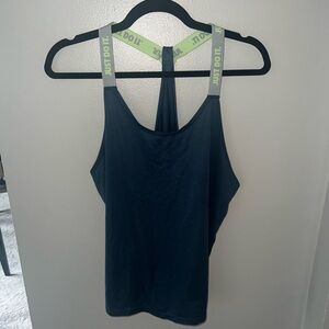 Nike Women's Dark Blue Tank Top with Green Straps
